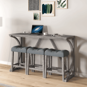 Bar Table Set with Power Outlet, Bar Table and Chairs Set, 4 Piece Dining Table Set, Industrial Breakfast Table Set, for Living Room, Dining Room